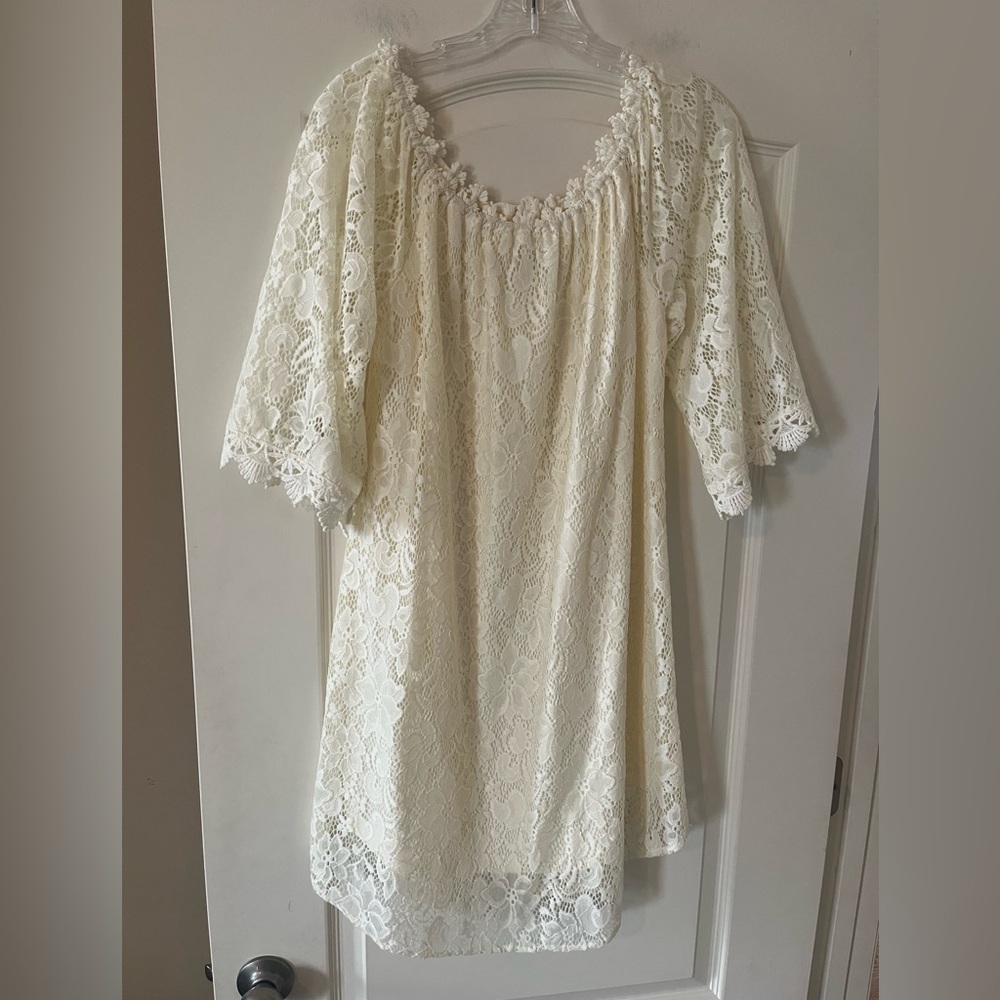 Umgee Designer Elegant Cream Lace Women's Mini Dress Size Small - Picture 3 of 16
